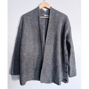 VINCE light heather gray wool yak blend chunky knit open cardigan sweater sz XS